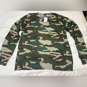 J. Crew Camouflage Crewneck Lightweight Sweater in Green and Olive